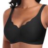 Ganado Bralette sans armatures confortable pour femme - Col V profond, sans coutures, 3XL