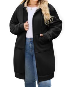 CMTOP Longue Sweat Zippé Femme Chic et élégant Automne Hiver Outerwear