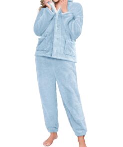 RITOSTA Pyjamas Hiver Femme Chaud Doux Revers Global Recycled Standard Loungewear avec Poches