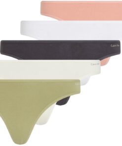 Calvin Klein Thong Femme | Confort Élégant, 100% Coton Respirant pour Toute la Journée et Nuit Érotique, Lingerie Fille