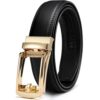 Ceinture en Cuir Marron Clair à Boucle Dorée pour Femme, Ceinture à Cliquet 3,2 cm pour Pantalons - Dimensions 32-35 (Ta