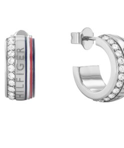 Tommy Hilfiger Créoles pour Femme en Acier Inoxidable Cristaux – Accessoires Bijoux Élégants 2780623