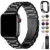 Fullmosa Bracelet Apple Watch Noir 42mm/44mm/45mm Compatible Se1/2/3 Series 9/8/7/6/5/4/3/2/1