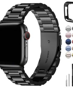 Fullmosa Bracelet Apple Watch Noir 42mm/44mm/45mm Compatible Se1/2/3 Series 9/8/7/6/5/4/3/2/1