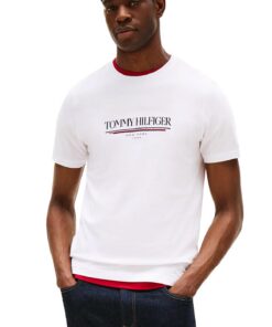 Tommy Hilfiger T-shirt Homme Manches Courtes en Coton Bio | Army Green | Vêtement Casual Élégant