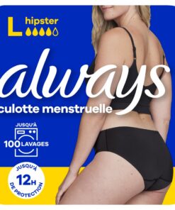 Always - Culottes menstruelles hipster lavables, L, 42-44, absorbent pour flux moyen à abondant, confort toute la journé