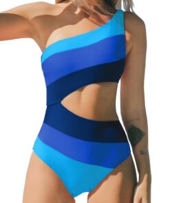 CUPSHE Maillot de bain une pièce femme tendance asymétrique couleurs contrastantespool party vacances beach wearlette de