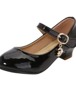 Chaussures Fille Talons Hauts Écolière Cuir Soirée Pieds Nus
