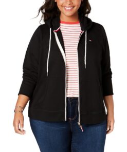 Tommy Hilfiger Sweatshirt Capuche Femme Classique avec Cordon Élastique et Doublure Chaude – Hoodie Zip-Up pour Femmes M