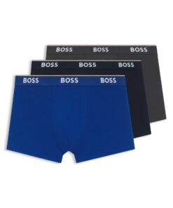 BOSS Hommes Boxers Br 3P Power Lot de Trois Boxers Longs en Coton Stretch avec Logos pourHommes en CohorteÉtажs de la Vi