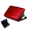 JeoPoom Porte-Carte de Crédit en Aluminium Anti-RFID, 6 Slots, pour Hommes et Femmes(Rouge)