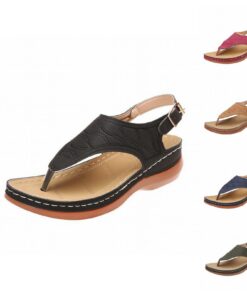 Élégantes tongs pour femme - Confortables et respirantes - Chaussures pieds nus d'été - Noir, 41 EU