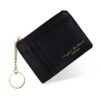 Porte-Carte Femme FuninCrea Noir with 8 Slides and Money Pocket,Minimalistic Bank Card Holder with Key Case(Noir)
