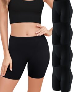 Aijolen Shorty Femme Sécurité Anti Frottement Panty Cycliste Lot de 4 Doux Legging Court sans Couture
