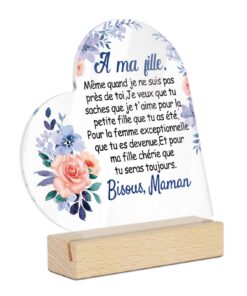 Putuo Decor Cœur Floral Acrylique - À Ma Fille - Gift Perfect pour Mesurer l'amour Maternel éloigné - Décoration Fleuri