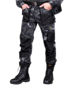 Pantalon de travail REIS REIS FORECO-T MOB46 pour homme, protecteur anti-coupure, cargo, polyester-coton, camouflage noi
