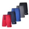 Shorts de sport pour homme à poches et taille élastique, séchage rapide, idéal pour la course à pied - Lot de 5