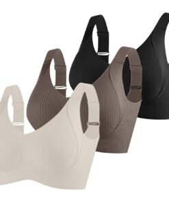 Lot de 3 Soutiens-Gorge Push Up Femme Grande Taille Sans Armature Réglables Maintien Fort Lingerie Comfit