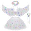 Costume d'Ange Pour Femmes Hifot LED Jupe Tutu Ailes Serre-Tête Magique Halloween Noël Carnaval