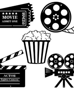 Cabilock Lot de 5 Plaques Murales de Cinéma pour Décoration d'Intérieur | Decoratif | Enfants | Événements | Taille: Gra