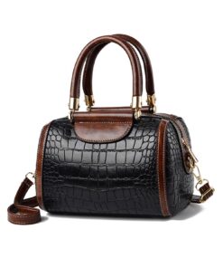 Sac à main NICOLE & DORIS Femmes Élégant Crocodile PU Cuir Sac Epaule Noir