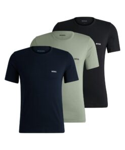 BOSS Hommes T-Shirt Classic Lot de Trois en Coton Logo Brodé pour Mode Élégante Événements VarienaUTES