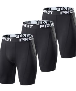 HULG 3 Pièces Short de Compression Sportif Respirant et à Séchage Rapide Homme pour Musculation