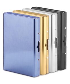 Modixun porte-cartes de crédit avec blocage RFID pour homme et femme, en acier inoxydable, Noir + argent + bleu + or