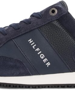 Tommy Hilfiger Baskets de Running Homme Iconiques en Cuir et Velours MixtesSlimfits Nouveauté