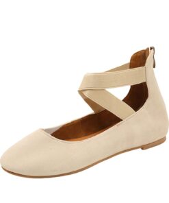 Ballerines pour femme en nylon avec lanières - Chaussures balerines fermées - Ballerines plates classiques - Sangle de c