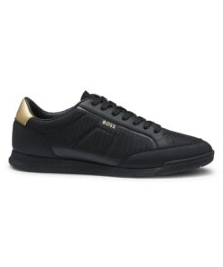 BOSS Hommes Baskets Nitan Lowp Marron Mélangées Contrefort Contrastant Mode pour Hommes