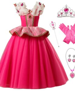 Robe de Princesse Aurore Cosplay Halloween Fille Costume Anniversaire Soirée Vêtements et Accessoires
