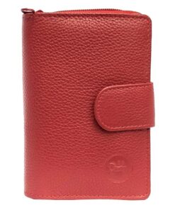 LOLUNA Portefeuille Cuir Fermeture Hermétique - Compagnon Spacieux et Fonctionnel - Idée Cadeau pour Femme - Rouge