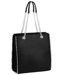 Sac à Main CRAZYCHIC Noir - Shopper Taille Moyenne - Femme - Ville Shopping Mode Tendance Chic