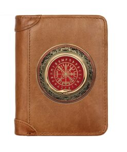 Général Hommes Haute Capacité Portefeuille Trifold en Cuir Véritable Noir[Viking Compass 1][Classe énergétique A]