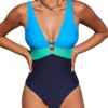 CUPSHE Maillot de bain pour femme - Col en V profond - Bretelles réglables - Élégant et confortable - Taille uniqe