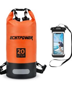 ECHTPower Sac Étanche 20L pour Nautique, Sangle Réglable et Pochette Étanche pour Téléphone, Sac à Dos Imperméable Batea