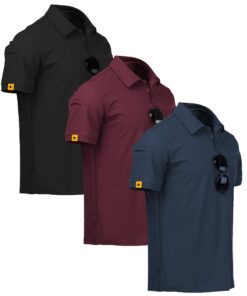 ZITY Lot de 3 Polos Hommes Respirant Séchage Rapide Été Casual Sport Fit Regular T-Shirts