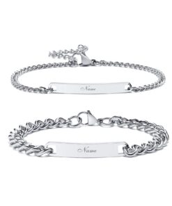 VNOX romantic couple personalized valentine's day gift engraved bracelets for sister family love tokens