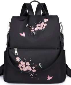 Eshow Petit Sac a Dos Antivol Femme Chic et Léger pour Voyage et Travail Noir
