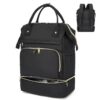 Sac à dos de sport léger pour femme avec compartiment pour chaussures, idéal pour voyages et entraînement, noir, grande