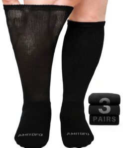 ZFSOCK Chausséssettes diabétiques homme femme: Hautes en bambou sans élastique sans couture non compressantes avec semel