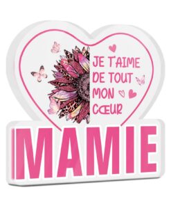 Putuo Decor Cœur Mamie – Je T’Aime de Tout Mon Cœur – Motif Tournesol et Papillons – Cadeau Tendresse