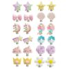 NyxSeat Lot de 12 Paires de Boucles d'Oreilles à Clips pour Enfants - Motifs Mignons de Dessin Animé, Fleurs et Princess