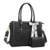Sac Ordinateur MOSISO Femme 17-17,3 Pouces Noir, Compatible MacBook,HP,Dell,Asus, Design Rétro Hibiscus Gaufréavec Échar