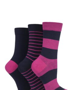 Chaussettes Femmes Comfort Cuff Bambou Rayé et Uni - Confort et Sécurité Pour Femmes | Paquet de 3