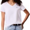 Calvin Klein T-Shirt Manches Courtes Femme Archive Jersey Teeavec Col en V + [Calvin Klein] T-Shirt Femme Manches Courte