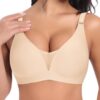 Ganado Soutien-Gorge Femme Sans Armature Push Up Dentelle Col en V Profond Sans Coutures en Coton