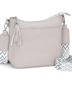SOGYECS Sac Femme Bandoulière Cuir PU Gris Clair Élégant pour Voyage et Travail