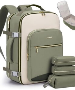 LOVEVOOK Bagage à main Sac à dos pour femme | Etanche, Grand 40L, Compartiment pour ordi portable 17" | Voyage, Travail,